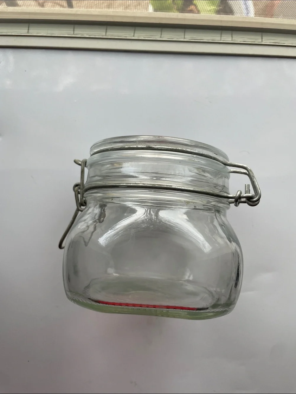 Vintage Clear Glass Clamp-Top Storage Jar
